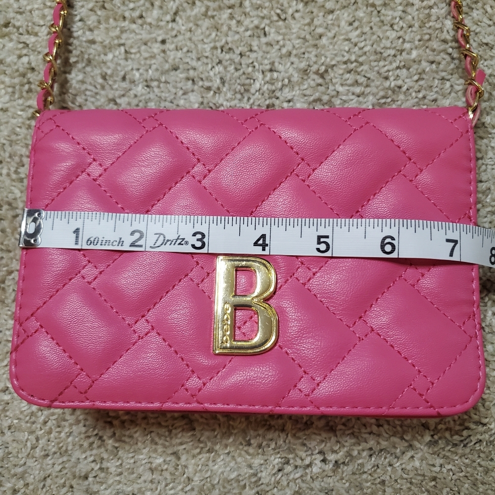 Bebe Hot Pink Quilted "B" Logo Wallet on Chain Crossbody Bag - Picture 6 of 8